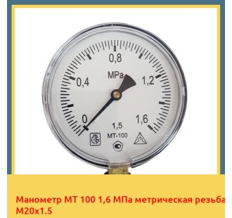 Манометр МТ 100 1,6 МПа метрическая резьба М20х1.5 в Туркестане